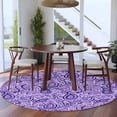 thumbnail image 5 of Round Rug 5ft Area Rug, Paisley Floral Vintage Ethnic Area Rugs for Living Room Bedroom, Abstract Geometric Purple Floor Mat Non-Slip Non-Shedding Carpet Indoor Accent Rugs, 5 of 9