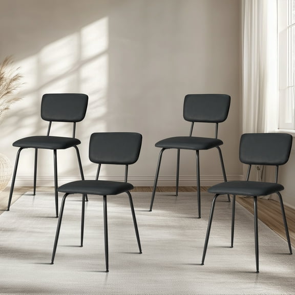 Ktaxon Folding Chairs Set of 4 Modern Kitchen Dinner Chairs, Padded Accent Chairs Reading Chair Bar Office Chair with Metal Legs Black