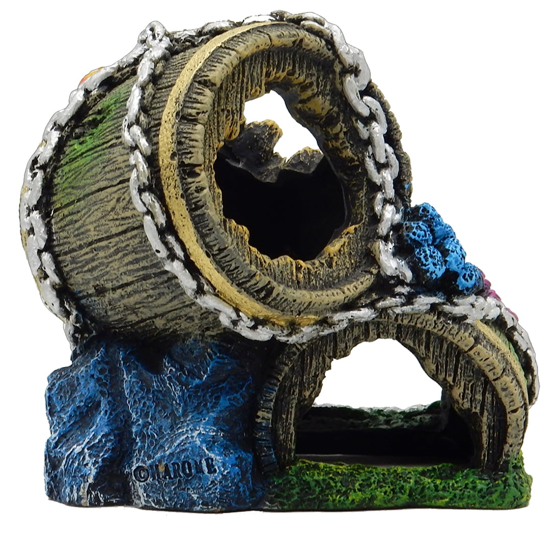 Aqua Culture Barrel Aquarium Ornament - Multicolor