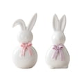 thumbnail image 2 of Easter Decor 2PCS Ceramic Rabbits with Bow Easter and Holiday Decorations Spring Tabletop Decor Home Decor Collection, 2 of 7