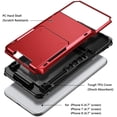 thumbnail image 3 of Dteck Wallet Case for Apple iPhone SE 2022 & 2020 / iPhone 7 / iPhone 8, Credit Card Holder ID Slot Pocket Dual Layer Protective Bumper Rugged TPU Rubber Armor Hard Shell Cover, Red, 3 of 5