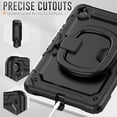 thumbnail image 7 of Case for Samsung Galaxy Tab S6 Lite 10.4 inch 2024/2022/2020, 360 Rotating Stand Handle Pencil Holder Shoulder Strap Heavy Duty Shockproof Cover, Black, 7 of 7