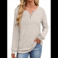 thumbnail image 3 of Suéter para Mujer, Camisetas Henley de Larga, Túnicas para Usar con Leggings, Suéteres de Cuello Redondo A . Albaricoque XL, 3 of 8