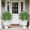 thumbnail image 7 of SomWiBe Artificial Lavender Plants Faux Boxwood Shrubs Outdoor Greenery Decor UV Resistant Plastic Hedge Plants with Ground Insert White Green 1 Pack 21.65 x 15.74 Inches, 7 of 7