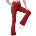 thumbnail image 5 of EnJoCho Girls High Waisted Flare Leggings Yoga Bootcut Pants Solid Color Full Length Bell Bottoms Cross Stretchy Dance Trousers 70s Style, 5 of 6