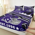 thumbnail image 3 of Manfei American Football Silhouette Full Size Sheets,Baltimore Bed Sheets,Purple Rugby Helmet Sheet Sets For Boys,Lightweight Room Decoration,4pcs, 3 of 7