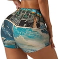 thumbnail image 1 of Fotbe Comic Airplane Cockpit Illustration Shorts Sin Costuras – Shorts Deportivos de Cintura Alta para Mujer, Elásticos para Gimnasio, Yoga, Running o Ciclismo-XX-Large, 1 of 8