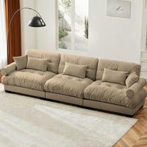 GAKMCIL 130" Loveseat Sofa, 3 Seater Modular Sectional Sofa, Large U Shaped Sectional Velvet Fluffy Couch,Deep Seat Sofas for Living Home