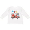 thumbnail image 3 of Inktastic Valentine's Day Fire Truck with Hearts Boys or Girls Long Sleeve Toddler T-Shirt, 3 of 5