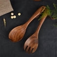 thumbnail image 4 of Smooth Polished Wooden Kitchenwares Spoon Fork Pair User friendly Kitchen Tool, 4 of 12