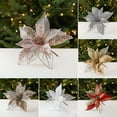 thumbnail image 7 of Shoreew 11" Christmas Artificial Flowers Glitter Sequins Poinsettia Flower Fabric Fake Flower Picks for Xmas Tree Ornament Wedding Birthday Wreath Decoration, 7 of 7
