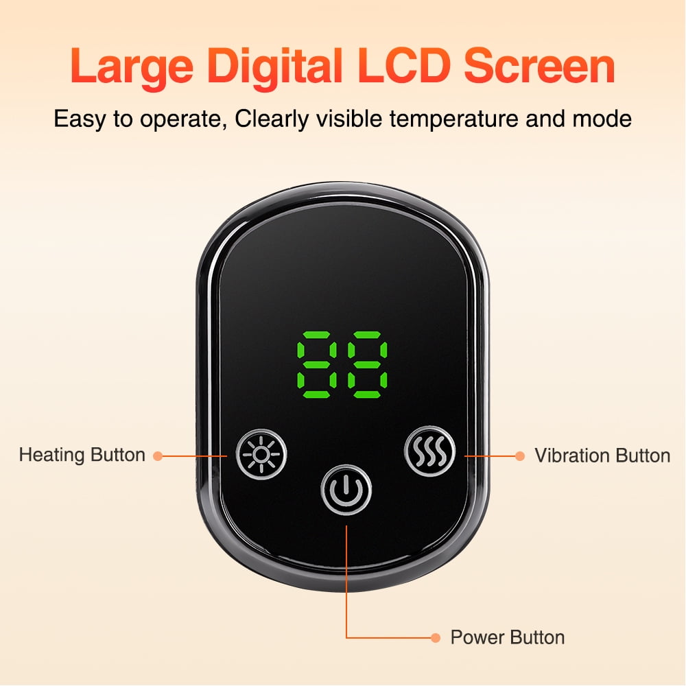 Cordless Neck Heating Pad, 5 Heat Levels & 3 Vibration Modes, Electric Neck Massager with 1800mAh Rechargeable, 30-Min Timer, Large Screen, Neck Wrap for Discomfort Relief, Home Travel