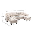 thumbnail image 5 of U-Shaped Sectional Sofa with Chaise lounge and Movable Ottoman, 108" W 5-Seater Corner Couch with Padded Cushions and 2 Pillows, Modular Sectional Sofa for Home Office Apartment, Beige, 5 of 9