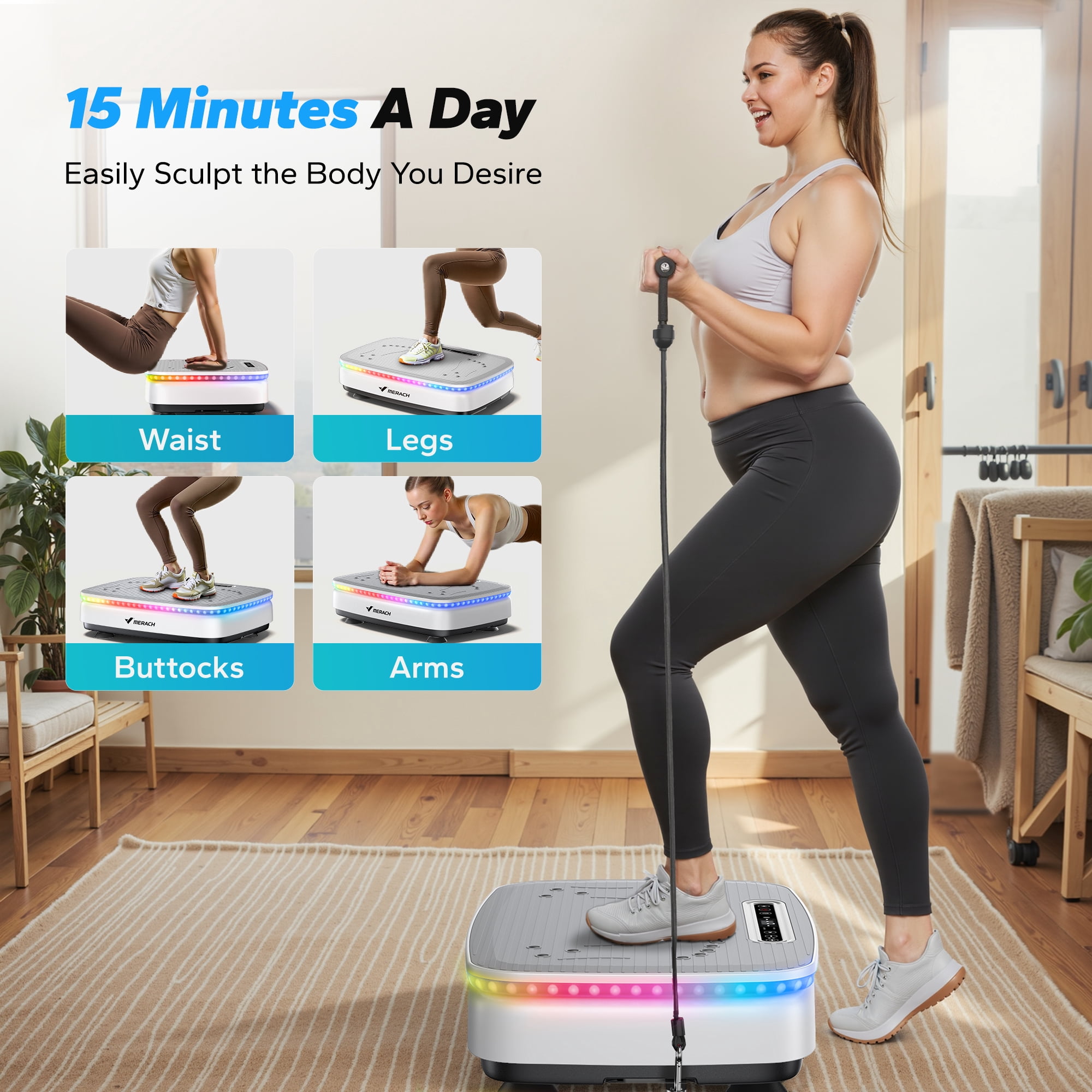 MERACH Vibration Plate Exercise Machine, 330lb Capacity, Bluetooth, Whole Body Workout Fitness Platform, Gift