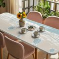 thumbnail image 3 of Blue Coastal Sea Turtle Table Cloths for 8 Foot Rectangle Tables, Summer Beach Ocean Abstract Art Patio Waterproof Elastic Fitted Tablecloths, Washable Rectangular Table Cover for Camping, 3 of 8