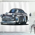 thumbnail image 1 of Ambesonne Cars Shower Curtain, Retro Design Asymmetric, 69"Wx70"L, Grey Dark Grey, 1 of 3