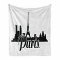 thumbnail image 1 of Eiffel Tower Soft Flannel Fleece Throw Blanket, Basic Typographic Modern Design of France Paris with Cityscape, Cozy Plush for Indoor and Outdoor Use, 50" x 60", Charcoal Grey and White, by Ambesonne, 1 of 5