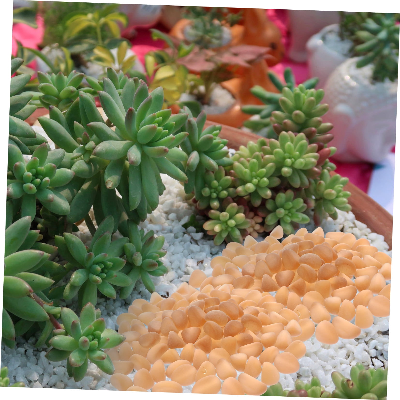 CTIRCHIU Orange Glass Stones for Aquarium Decor and Garden Landscaping, Decorative Fish Accessories