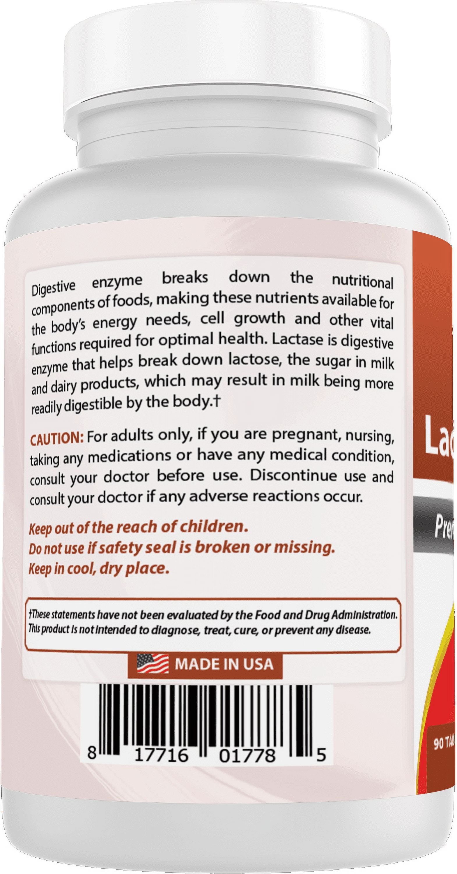 3 Pack Best Naturals Natural Lactase Enzyme 9000 FCC ALU 90 Tablets | Lactose Intolerance Relief Tablets