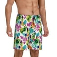 thumbnail image 2 of Xecao Watercolor Flowers Print Men's Sleepwear Shorts Pajama Bottom Lounge Short nightwear with Convenient Pockets for Relaxed Home Wear-3X-Large, 2 of 6