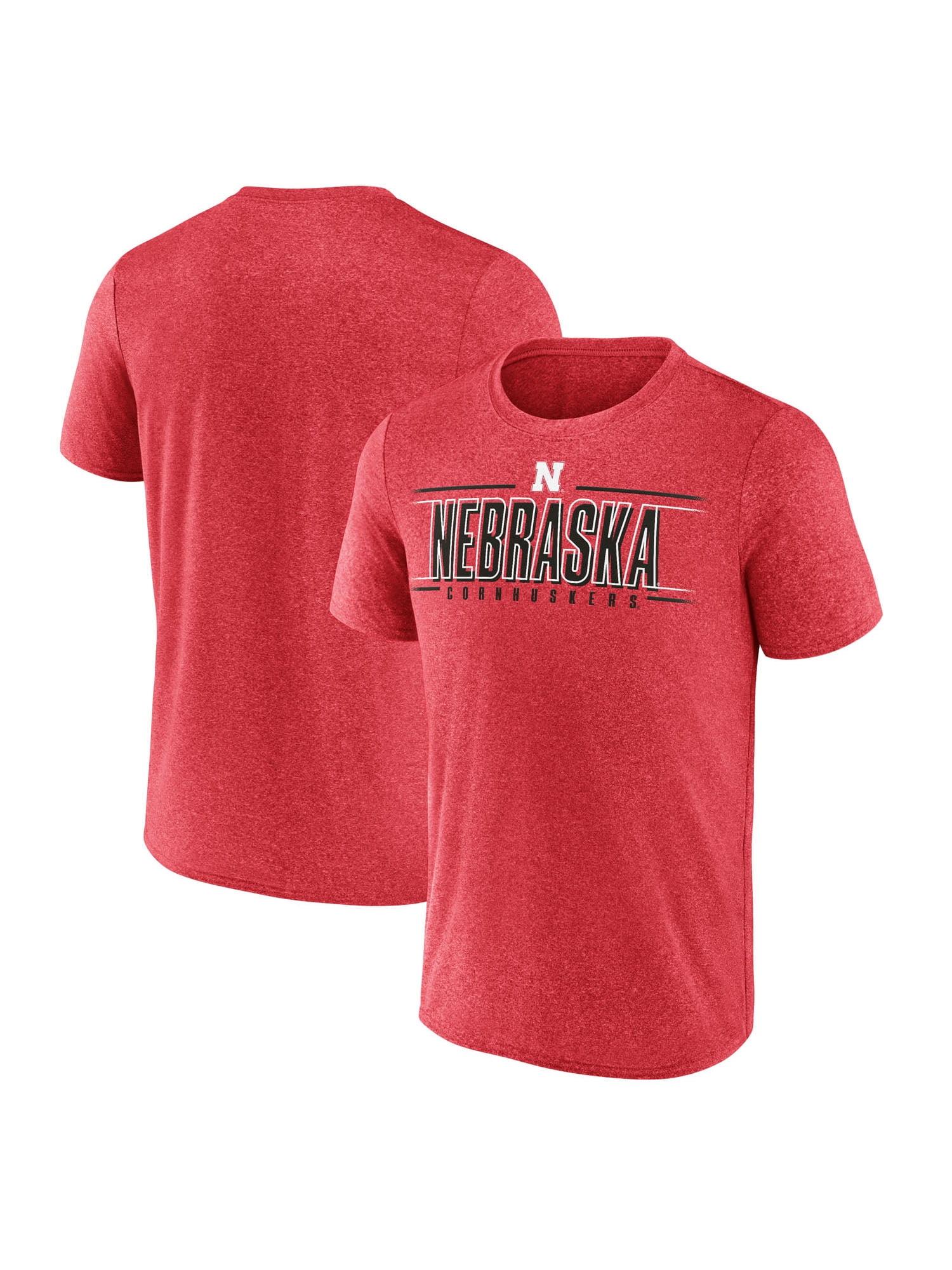 NCAA Nebraska Cornhuskers Men's Heather Red Synthetic Short Sleeve T Shirt
