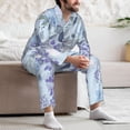 thumbnail image 7 of Naloa Bird Butterfly Stripe Men’s Pajamas Set - Long Sleeve Button Down Sleep Shirt and Pajama Bottoms Sleepwear Set-Medium, 7 of 7