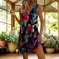 thumbnail image 2 of Summer Dresses for Women 2026 Plus Size Sleeveless V-Neck Floral Printed Summer Flowy Casual Swing A-Line Sundress Beach Outfits, 2 of 8
