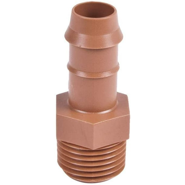 (20Pack) Drip Irrigation Brown Barbed Adapter Coupling Fittings Fits 1/2” Inch, 17mm .600” ID