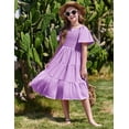 thumbnail image 4 of Vestido Arshiner morado para niñas de 5 a 6 años con bolsillos de poliéster, 4 of 7