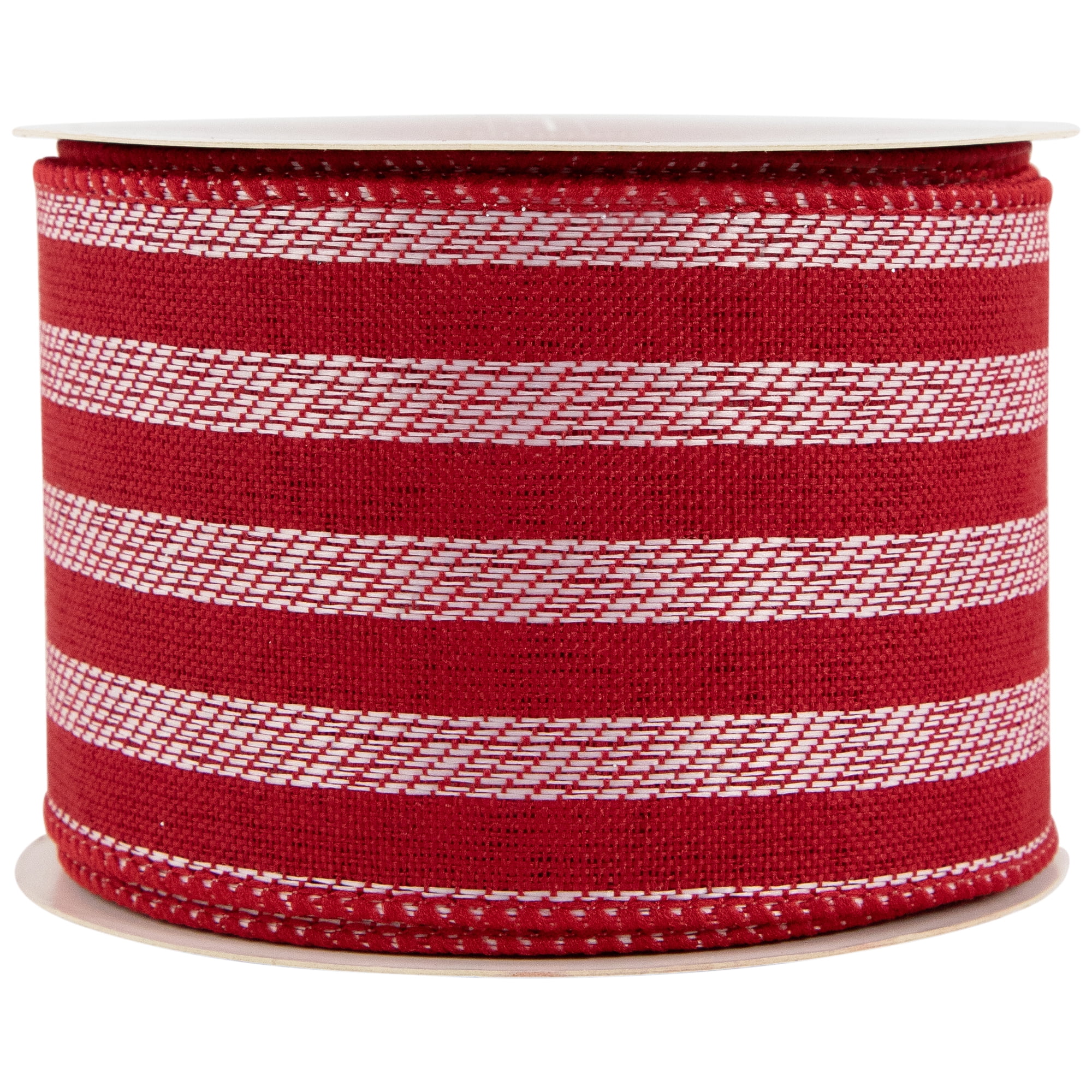 Northlight Red and White Striped Wired Craft Christmas Ribbon 2.5" x 10 Yards