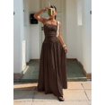 thumbnail image 4 of Brown Strapless Smocked Waist Maxi Dress With Pleated Skirt Elegant Formal Party Gown, 4 of 6