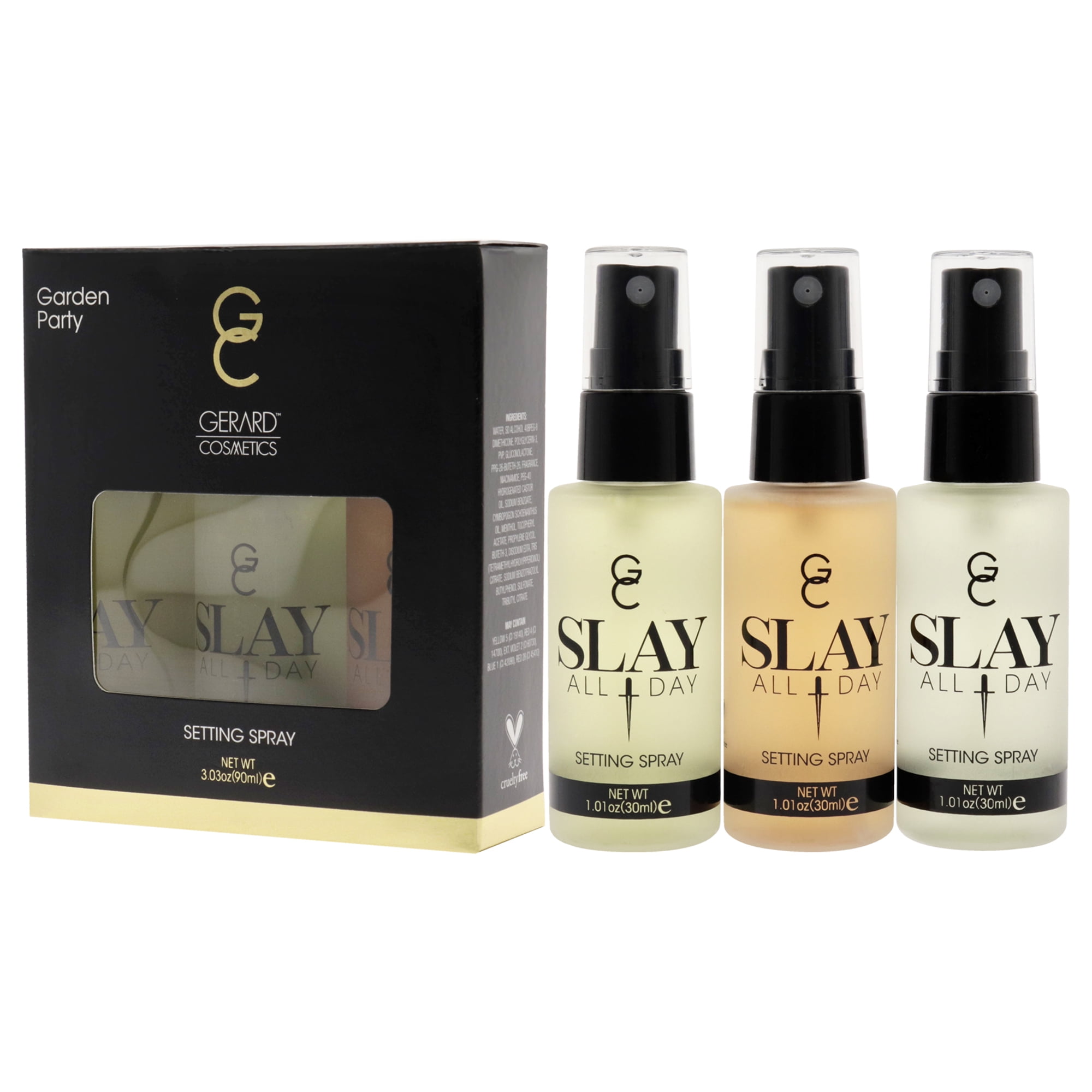 Gerard Cosmetic Slay All Day Setting Spray - Garden Party Set , 3 Pc 1.01oz Peach, 1.01 Lemongrass, 1.01oz Green Tea