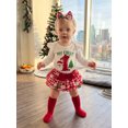 thumbnail image 6 of RUINIXCW Newborn Baby Boy Girl My First Christmas Outfit Infant Girls Fall Winter Clothes Letters Romper and Plaid Skirt Headband Long Socks 4Pcs Set, 6 of 10