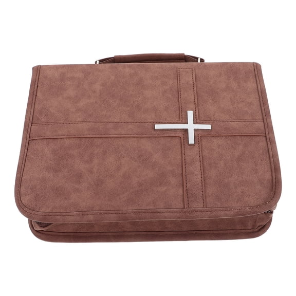 GETAJGHSD Bible Book Bag with Handle Brown Vintage PU Material Storage for Pens Phone Notes