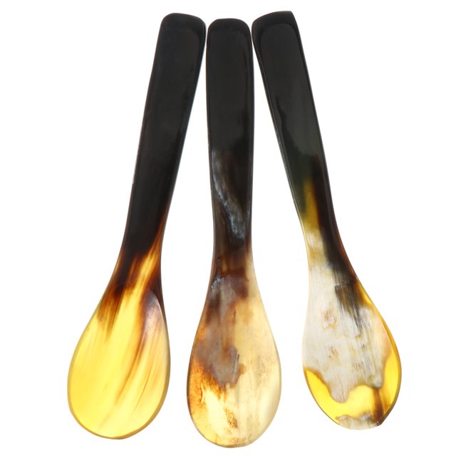 SHISUYAN 3Pcs Ox Horn Coffee Spoon Unique Coffee Scoops Cake Dessert Spoons Soup Spoons