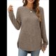 thumbnail image 2 of Suéteres de Moda para Mujer, Tops de Larga, Ropa de Otoño, Camisetas y Blusas de Moda. Color Café XL, 2 of 6