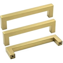 5 Inch Gold Cabinet Pulls 10 Pack Brushed Brass Cabinet Pulls - LSJ12GD128 Gold Cabinet Handles Square Brushed Gold Cabinet Pulls Kitchen Cabinet Hardware Gold Pulls for Dresser Drawers