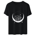 thumbnail image 4 of ICHUANYI Clearance Women's Summer Loose Pullover Print Round Neck Short Sleeve Top Short Sleeve Round Neck Top/Shirt(Black, S) ICHUANYI WER2023081113069, 4 of 6