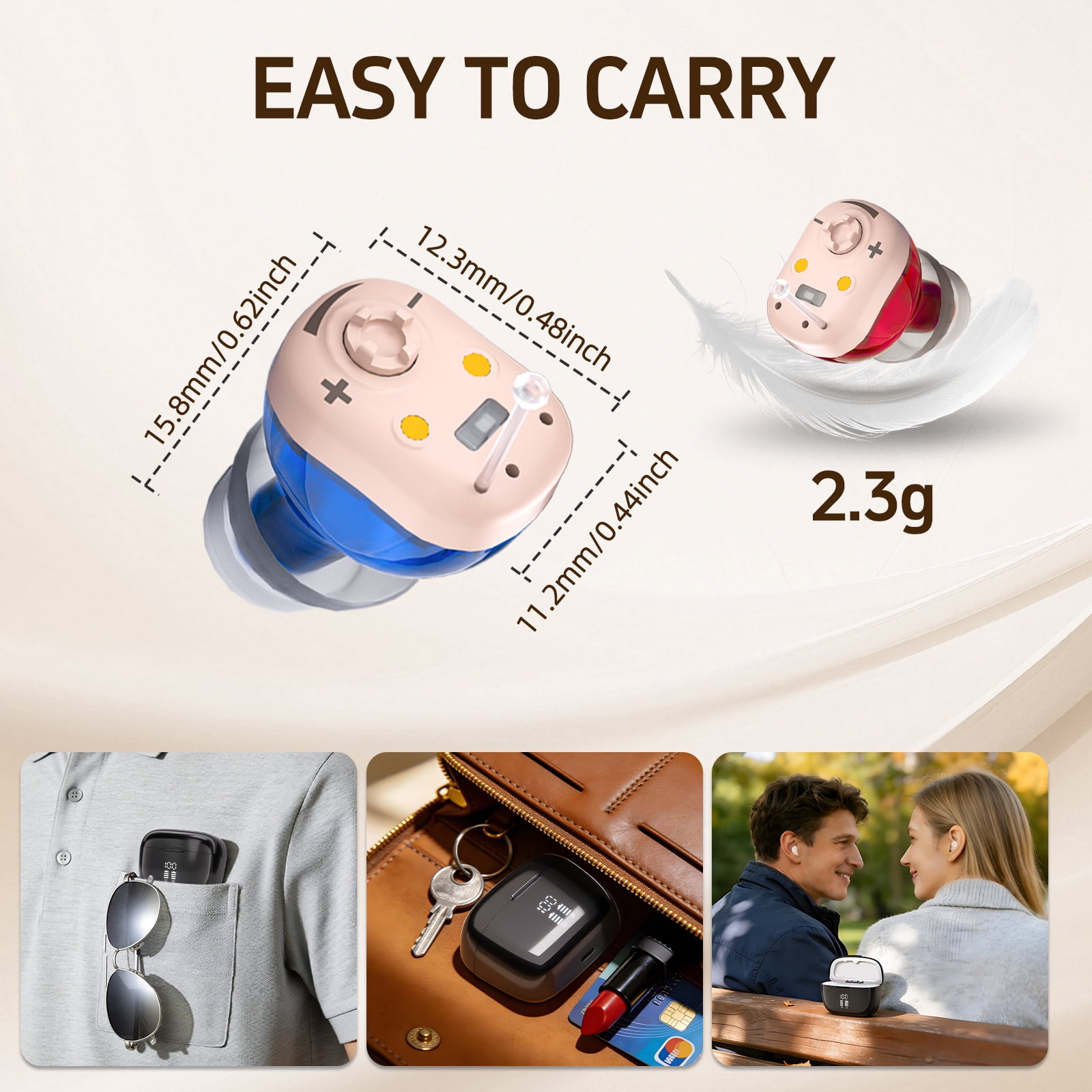 Delmicure Hearing Aids for Seniors, Auto ON/OFF, Magnetic Charging, Rechargeable, Mini, Invisible Ear Aids, Easy to Use
