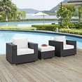 thumbnail image 3 of Modway Convene Wicker Rattan 3-Piece Outdoor Patio Furniture Set in Espresso White, 3 of 7