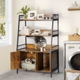 thumbnail image 4 of Dextrus Large Hidden Cat Litter Box Enclosure Furniture with Shelf & Double Doors, Wooden Sturdy Cat Washroom Storage with 4 Hooks, Indoor Cat House Furniture for Most Litter Boxes, Vintage Brown, 4 of 8