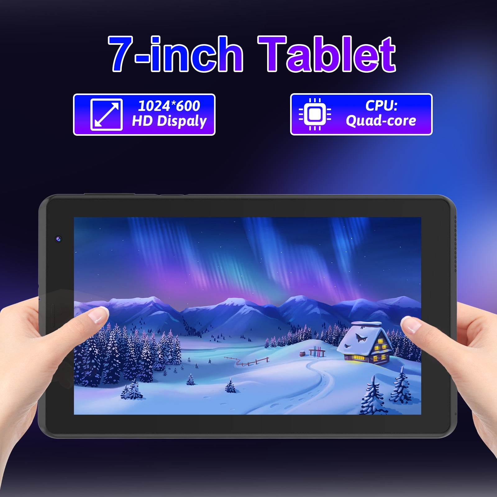 7 inch Tablet Android 15 Tablets, 6GB RAM 32GB ROM 1TB Expandable, Quad-Core Processor Tablet PC, WiFi6, 3000mAh Battery, Bluetooth, 1024 x 600 IPS Touch Screen, 2+5MP Dual Camera, GMS, Blac