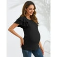 thumbnail image 3 of Women's Maternity Tops Flying Short Sleeve Stylish T Shirt Casual Pregnancy Blouse, 3 of 5
