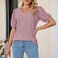 thumbnail image 7 of Fesfesfes Shirts Women Fashion Women Short Sleeve Comfortable Breathable V-Neck Blouses Shirt Tops Womens Basic Tops XL(US:10), 7 of 7