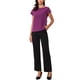 thumbnail image 2 of INSPIRAR CHIC Blusa Elegante de Manga Corta para Mujeres con Cuello Barco, Tops de Peplum con Cinturón para Oficina, S Púrpura Oscuro, 2 of 6