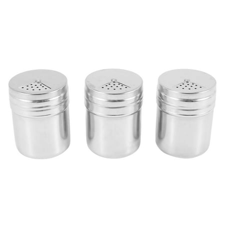 

Seasoning 3Pcs Spice Airtight Seasoning with Top Rotatable Shaker Kitchen Gadget (Silver) (spice jars)
