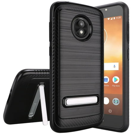 Wydan Case Compatible For Moto E5 Play, E5 Cruise - Shockproof Slim Credit Card Brushed Hybrid Kickstand Phone Cover - (Best Cruise Credit Card)