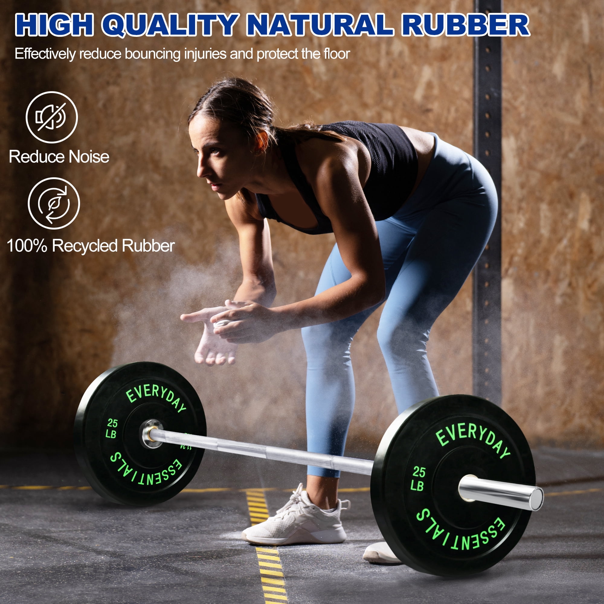 BalanceFrom Olympic Bumper Plate Weight Plate, 25 lbs Pair Black