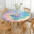 thumbnail image 3 of Watercolor Tie Dye Elastic Table Cover - 70 Inch Round Waterproof Fitted Tablecloth, Windproof Scratch-Resistant Spill-Proof Tablecloth for Restaurants & Events (Psychedelic Swirl Design), 3 of 5