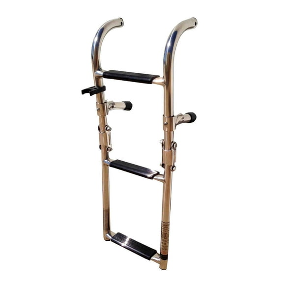Pactrade Marine Boat Stainless Steel 3 Steps Foldable Ladder with Rubber Grips